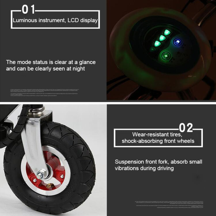 Foldable Portable Electric Bicycle Adult Mini Scooter with Luminous LCD Display & LED Front Light & Horn(Black)