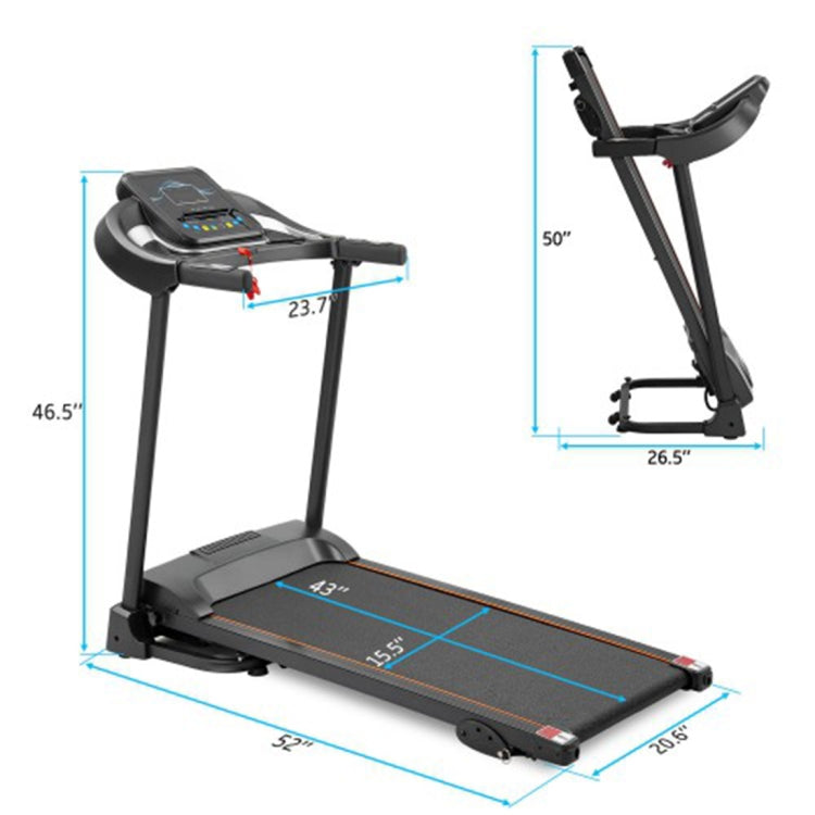[US Warehouse] Compact Easy-folding Electric Treadmill with Audio Speakers and Tilt Adjuster