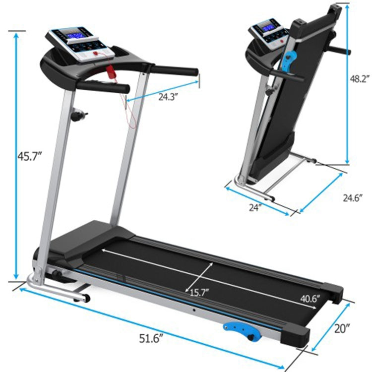 [US Warehouse] Electric Foldable Treadmill with Equipment Stand & Audio Speakers & 12 Programs & 3 Incline Levels