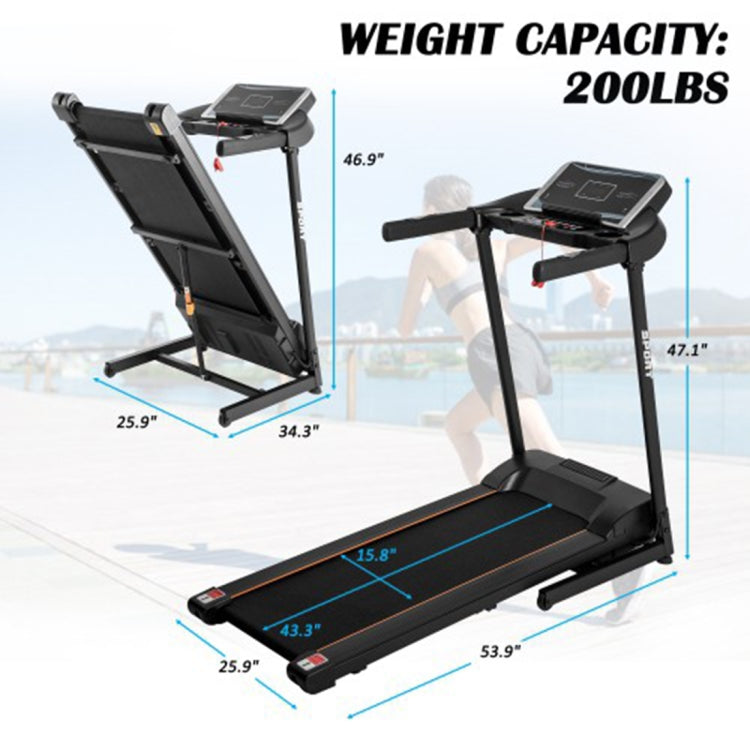 [US Warehouse] Foldable Electric Treadmill Household Jogging Fitness Machine with Dual Speakers & 12 Preset Programs, Speed: 0-16KM / H