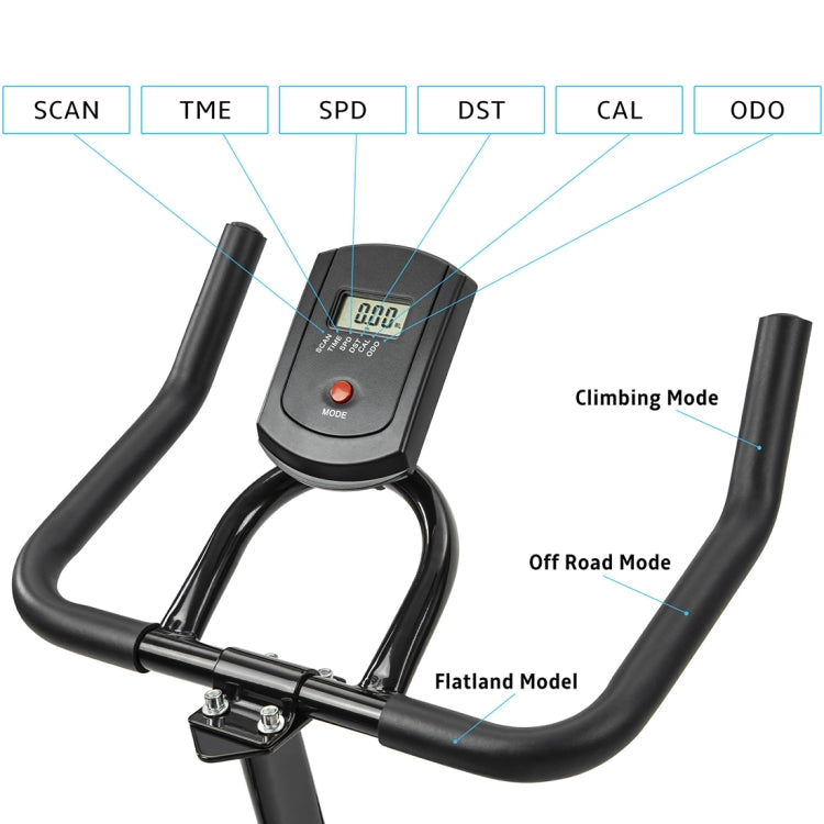 [US Warehouse] Indoor Fitness Bike Belt Drive System Riding Trainer with Seat Cushion & LCD Display & Water Bottle Holder
