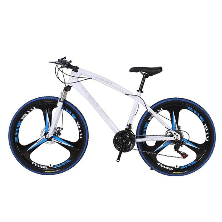 [US Warehouse] 26 inch Full Suspension 21-speed Aluminum Alloy Frame Road Bikes Mountain Bikes(White Blue)