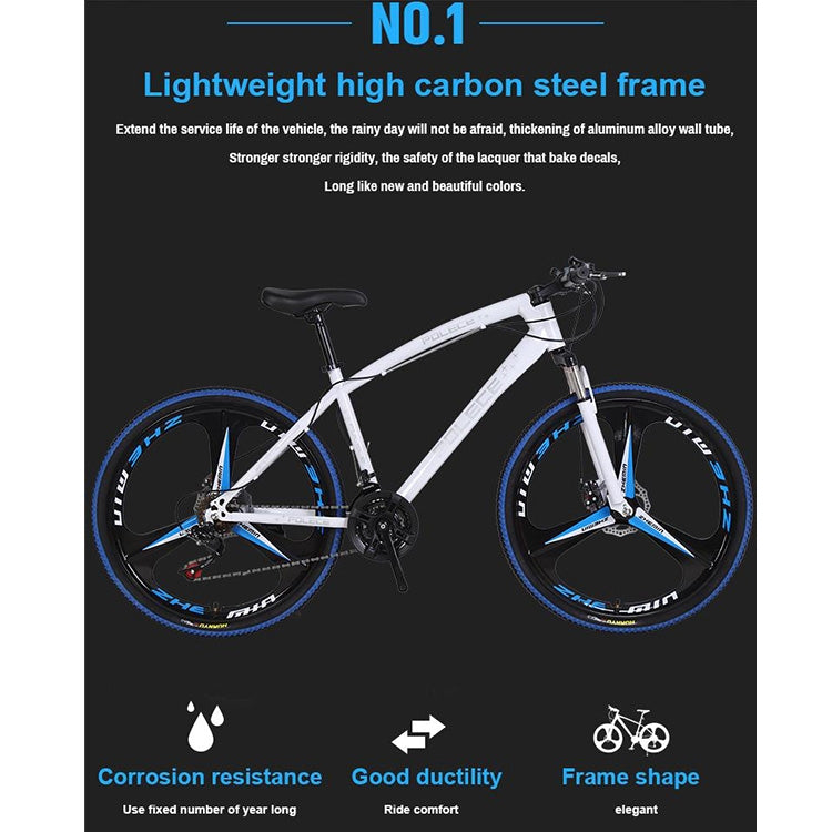 [US Warehouse] 26 inch Full Suspension 21-speed Aluminum Alloy Frame Road Bikes Mountain Bikes(White Blue)