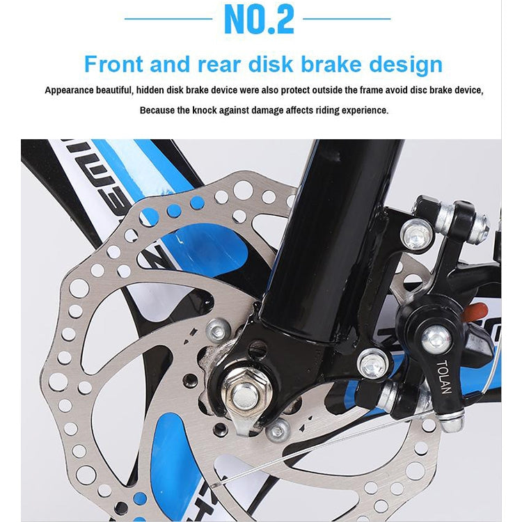 [US Warehouse] 26 inch Full Suspension 21-speed Aluminum Alloy Frame Road Bikes Mountain Bikes(White Blue)