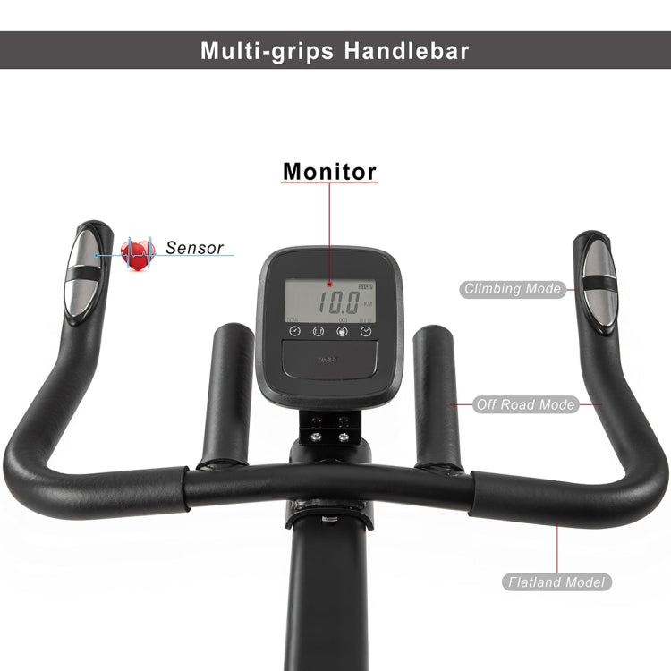 [US Warehouse] Indoor Fitness Bike Belt Drive System Riding Trainer with 4-way Adjustable Handlebar / Seat & LCD Display / Pulse Sensor & Water Bottle Holder