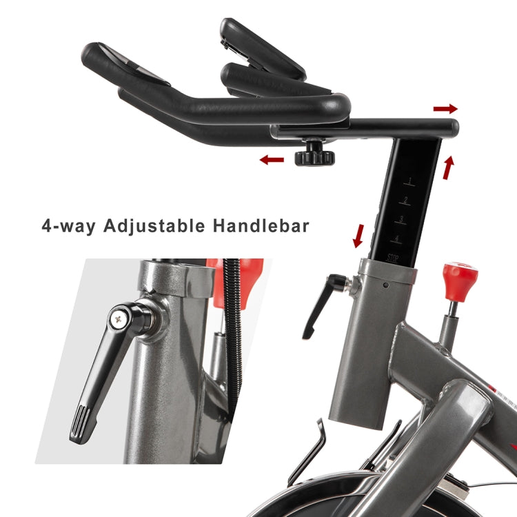 [US Warehouse] Indoor Fitness Bike Belt Drive System Riding Trainer with 4-way Adjustable Handlebar / Seat & LCD Display / Pulse Sensor & Water Bottle Holder