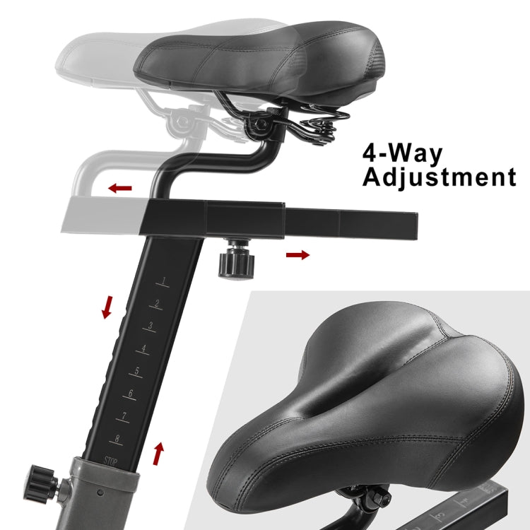 [US Warehouse] Indoor Fitness Bike Belt Drive System Riding Trainer with 4-way Adjustable Handlebar / Seat & LCD Display / Pulse Sensor & Water Bottle Holder