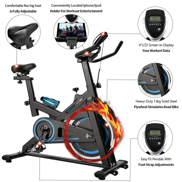 [US Warehouse] Silent Belt Driven Indoor Bicycle Fitness Bicycle with Adjustable Seat / Handle & LCD Display