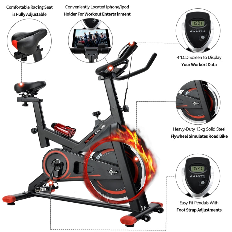 [US Warehouse] Silent Belt Driven Indoor Bicycle Fitness Bicycle with Adjustable Seat / Handle & LCD Display