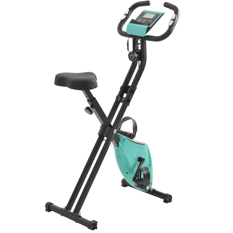 [US Warehouse] Foldable Exercise Bike with 8 Levels of Adjustable Resistance & LCD Display & Adjustable Seat