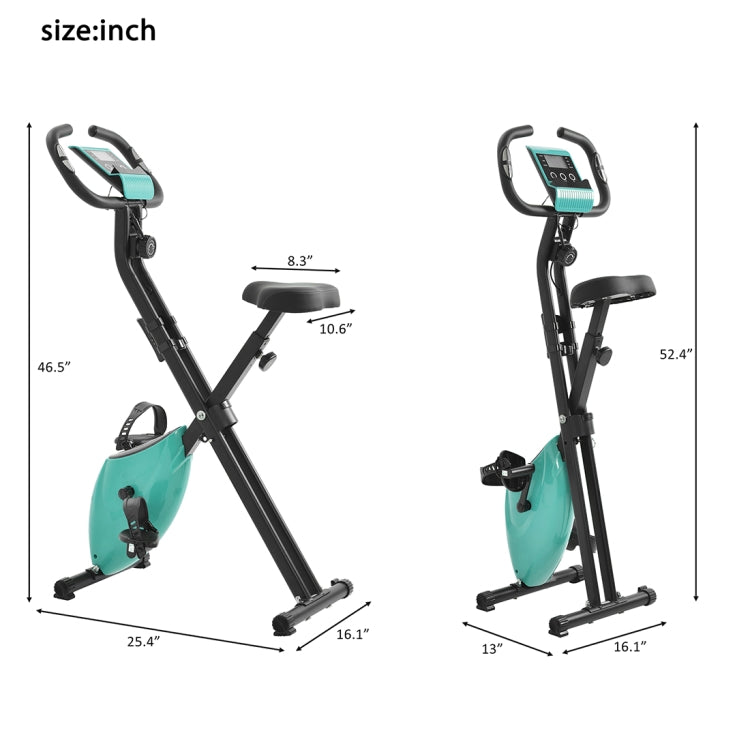 [US Warehouse] Foldable Exercise Bike with 8 Levels of Adjustable Resistance & LCD Display & Adjustable Seat