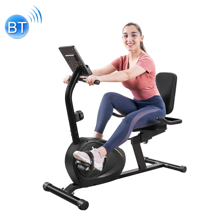[US Warehouse] Indoor Fitness Equipment Recumbent Exercise Bike with 8-level Resistance & Bluetooth Display & Adjustable Seat