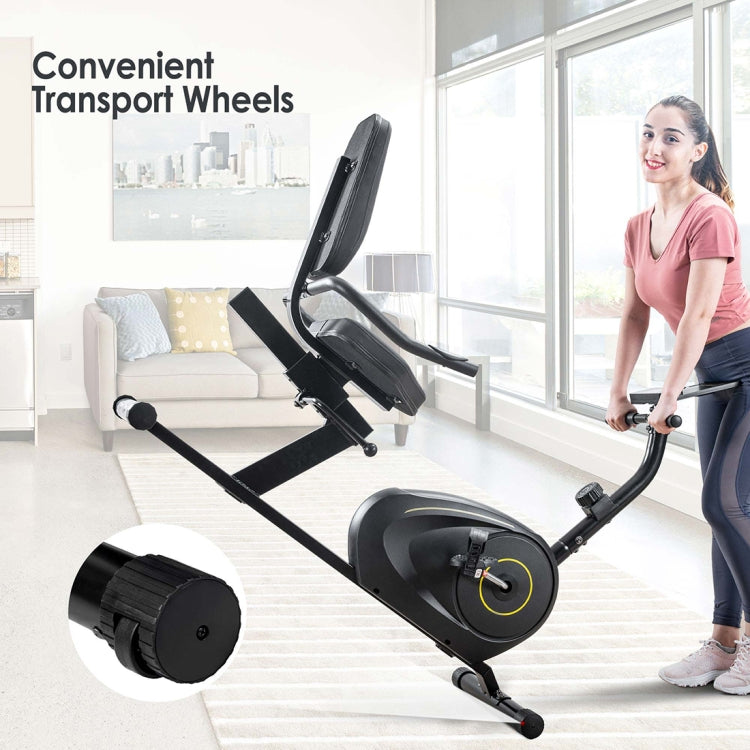 [US Warehouse] Indoor Fitness Equipment Recumbent Exercise Bike with 8-level Resistance & Bluetooth Display & Adjustable Seat