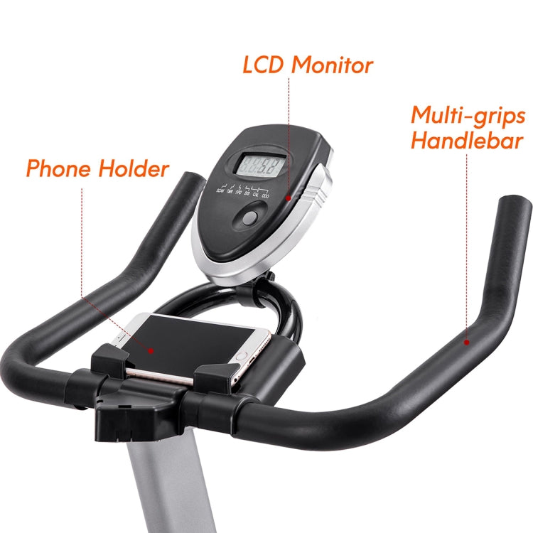 [US Warehouse] Stationary Indoor Exercise Bike with Adjustable Handlebar / Seat & Super Large Soft Seat Cushion & LCD Display