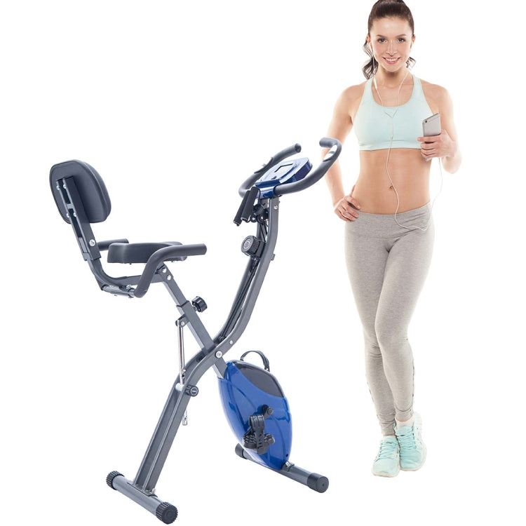 [US Warehouse] Foldable Upright / Recumbent Exercise Bike with 10 Levels of Adjustable Resistance & Armband & Backrest