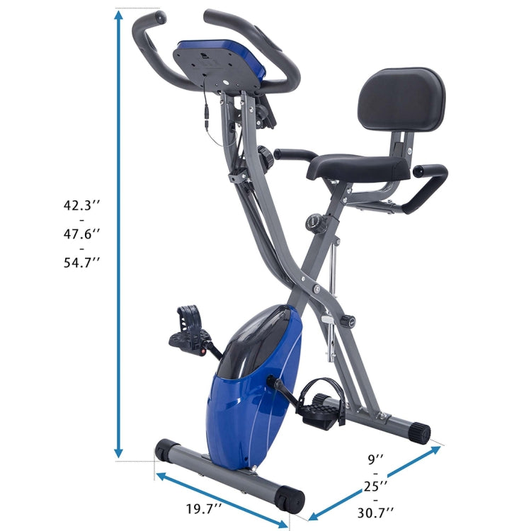 [US Warehouse] Foldable Upright / Recumbent Exercise Bike with 10 Levels of Adjustable Resistance & Armband & Backrest