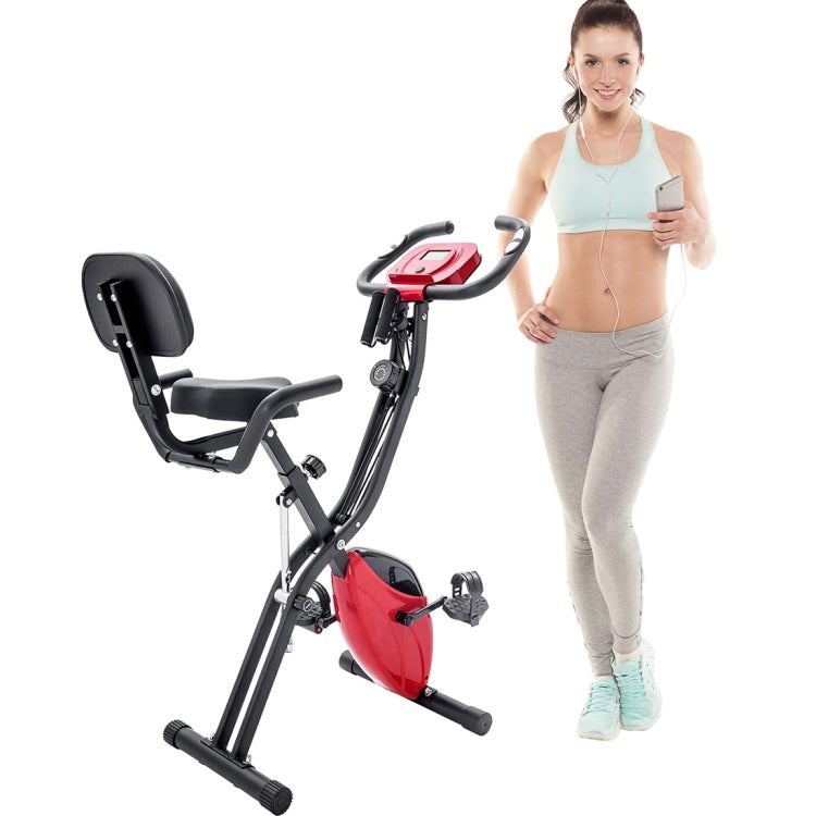 [US Warehouse] Foldable Upright / Recumbent Exercise Bike with 10 Levels of Adjustable Resistance & Armband & Backrest