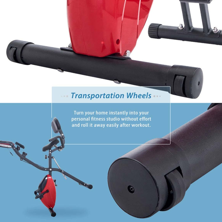 [US Warehouse] Foldable Upright / Recumbent Exercise Bike with 10 Levels of Adjustable Resistance & Armband & Backrest