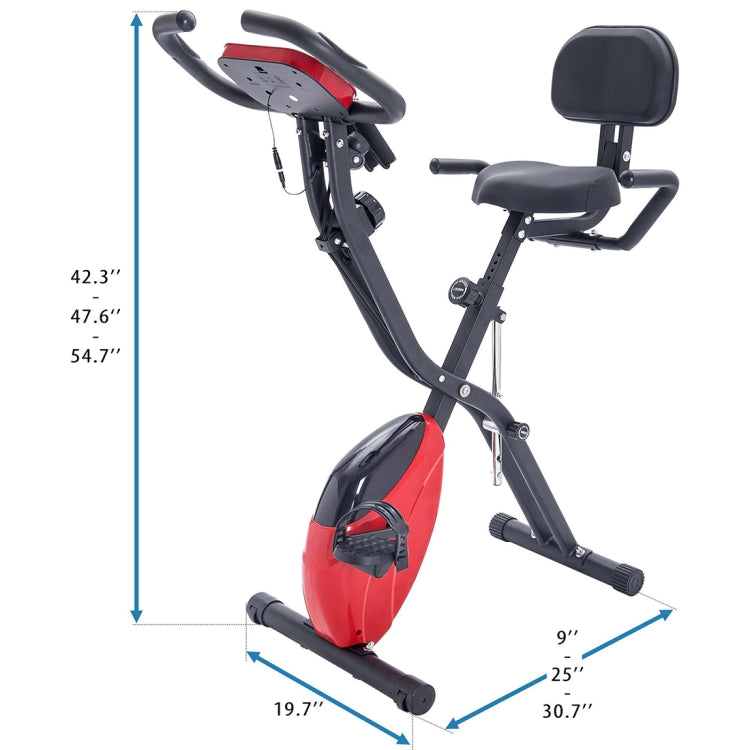 [US Warehouse] Foldable Upright / Recumbent Exercise Bike with 10 Levels of Adjustable Resistance & Armband & Backrest