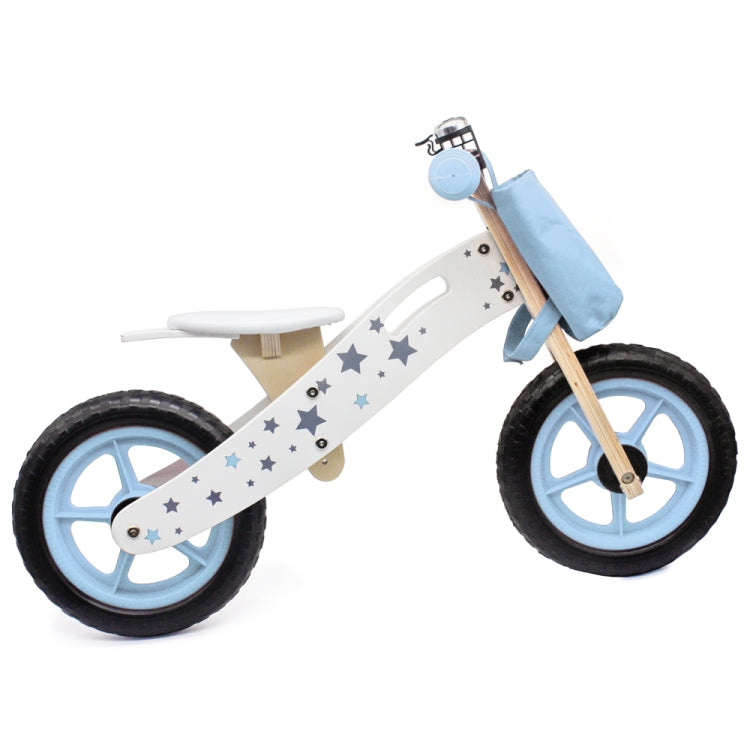 [US Warehouse] Star Pattern Wooden Children Balance Bike with Bag & Bell (Blue)