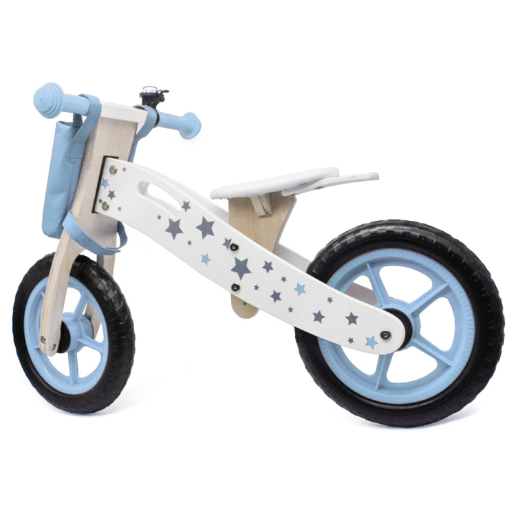 [US Warehouse] Star Pattern Wooden Children Balance Bike with Bag & Bell (Blue)