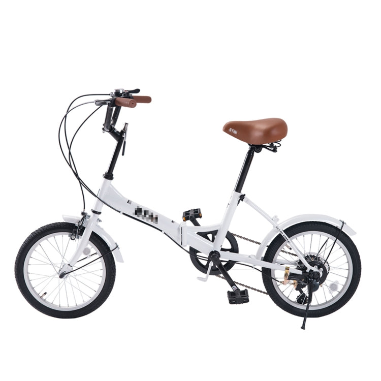 [JPN Warehouse] 16 inch Folding 6-speed Variable Speed Bicycle for Women, with Bell & Mirror