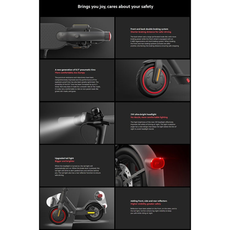 [EU Warehouse] Xiaomi Mi Foldable Electric Scooter Pro 2 Global Version, with 8.5 inch Pneumatic Tires & Lights & LED Display & Reflectors, EU Plug