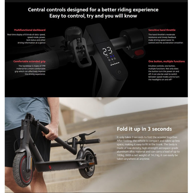 [EU Warehouse] Xiaomi Mi Foldable Electric Scooter Pro 2 Global Version, with 8.5 inch Pneumatic Tires & Lights & LED Display & Reflectors, EU Plug