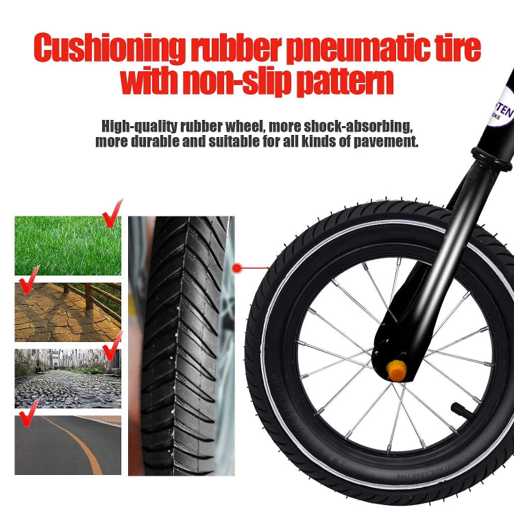 [US Warehouse] KITPOTEN 12 inch High Carbon Galvanized Balance Bike No Pedal Bike for Boys and Girls Aged 4-9(Black)