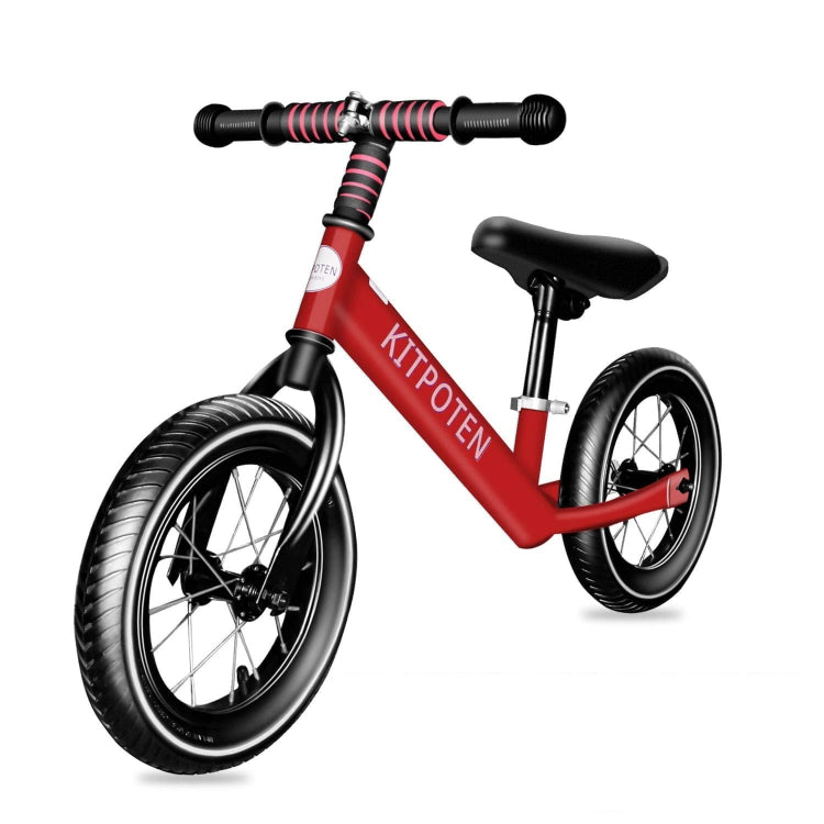 [US Warehouse] KITPOTEN 12 inch High Carbon Galvanized Balance Bike No Pedal Bike for Boys and Girls Aged 4-9(Red)