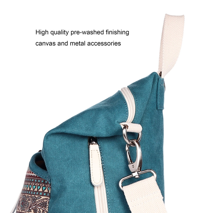 Multi-function Shoulder Bag Bohemian Double Shoulder Canvas Computer Backpack Two-piece Set For Apple Macbook (Blue)
