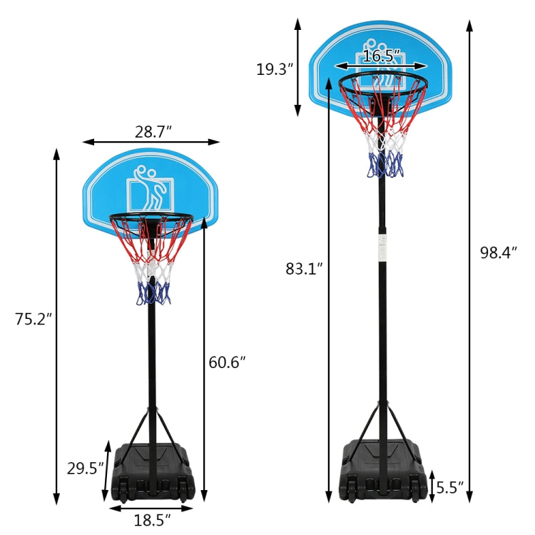 [US Warehouse] Portable Movable Height-adjustable Indoor and Outdoor Youth Basketball Stand, Suitable for No. 7 Ball