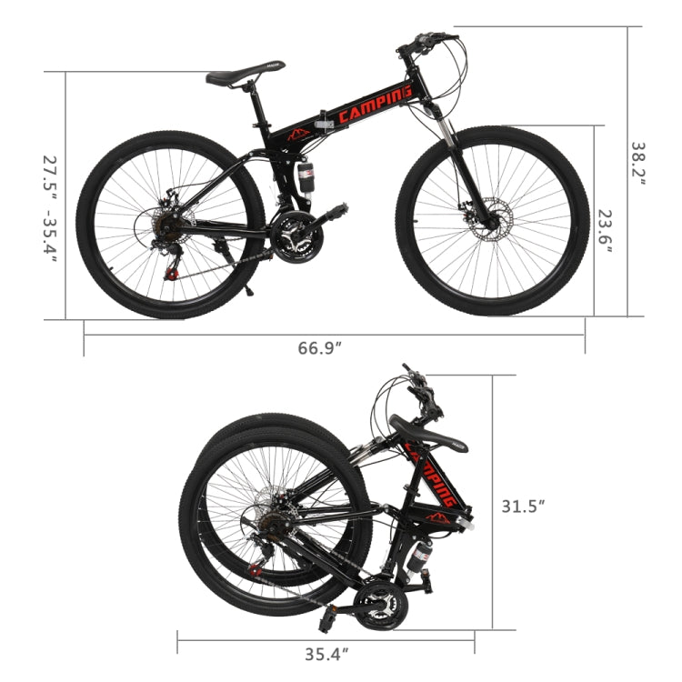 [US Warehouse] 24 inch 21-speed Foldable Mountain Bike with Riding Bag
