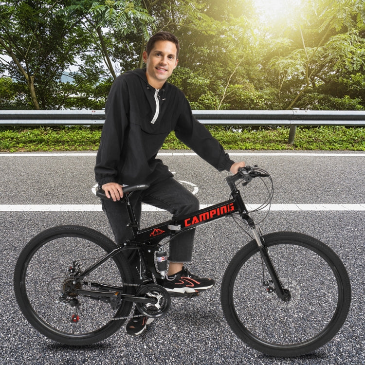 [US Warehouse] 24 inch 21-speed Foldable Mountain Bike with Riding Bag