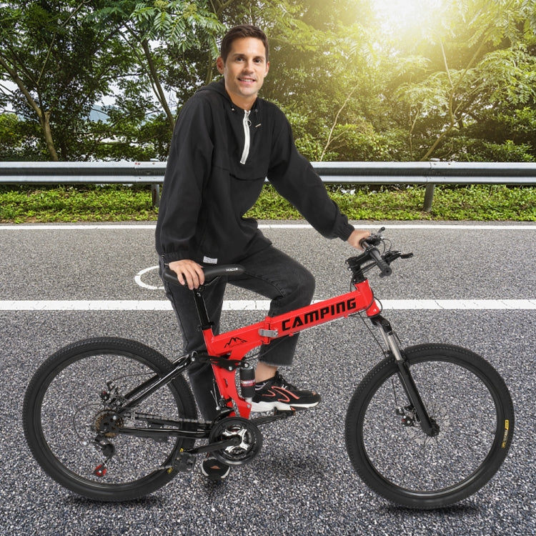 [US Warehouse] 24 inch 21-speed Foldable Mountain Bike with Riding Bag