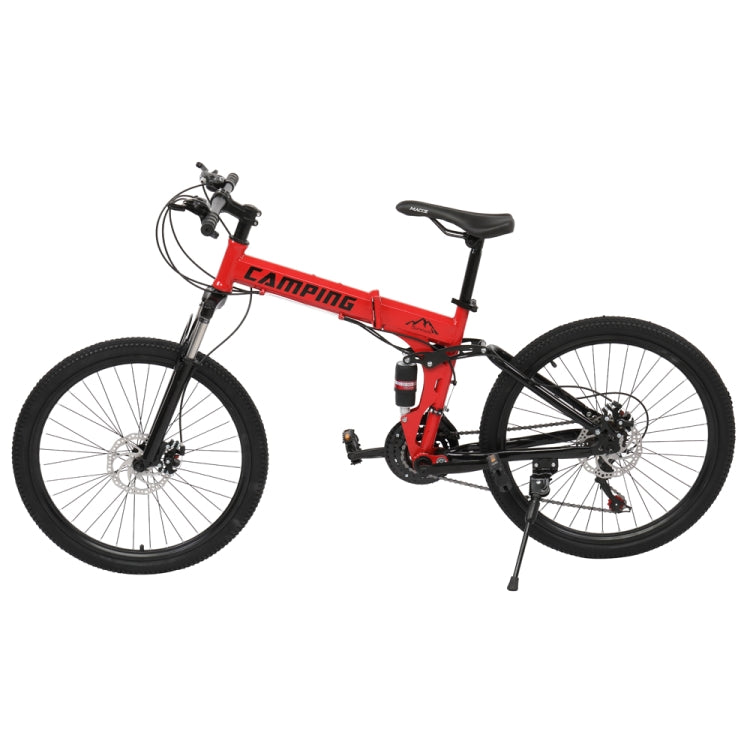 [US Warehouse] 24 inch 21-speed Foldable Mountain Bike with Riding Bag
