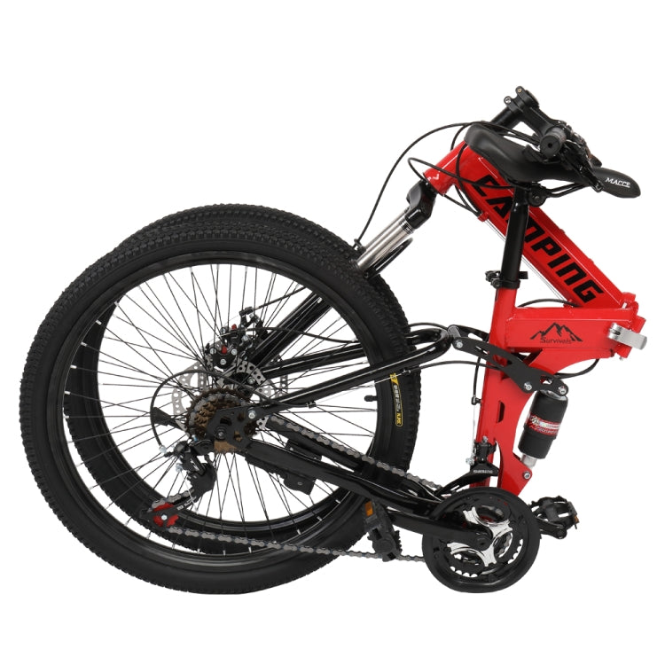 [US Warehouse] 24 inch 21-speed Foldable Mountain Bike with Riding Bag