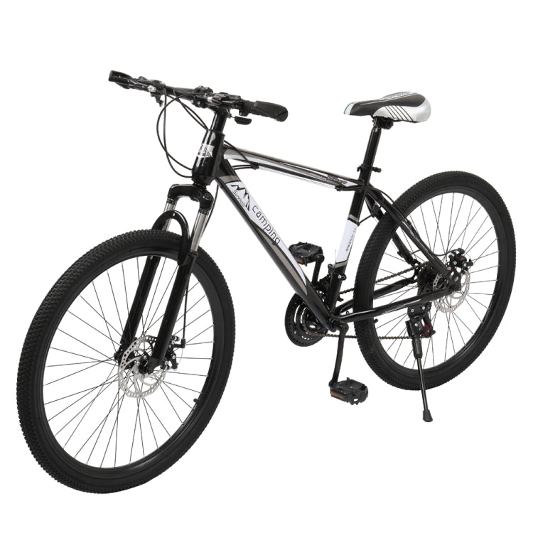 [US Warehouse] 24 inch 21-speed Mountain Bike with Riding Bagï¼ˆBlack Whiteï¼‰