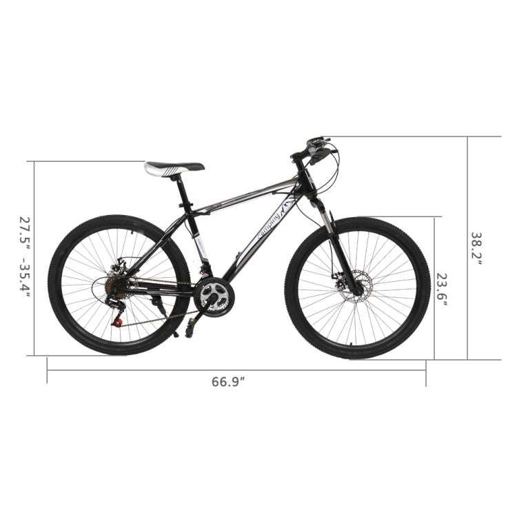 [US Warehouse] 24 inch 21-speed Mountain Bike with Riding Bagï¼ˆBlack Whiteï¼‰
