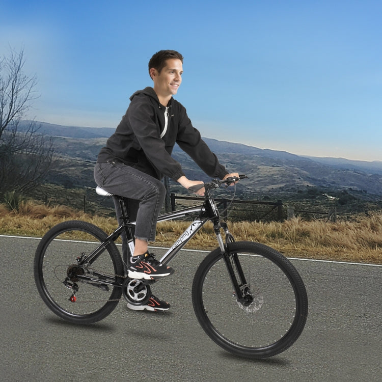 [US Warehouse] 24 inch 21-speed Mountain Bike with Riding Bagï¼ˆBlack Whiteï¼‰