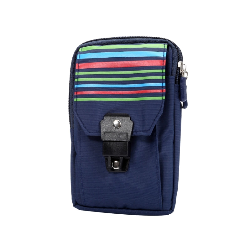 5.7 inch Multifunctional Colorful Stripes Pattern Sports Storage Waist Packs / Waist Bag / Hiking Bag / Camping Bag with Hanging Hook for iPhone 6s Plus / iPhone 6 Plus, Samsung S7 Edge / S7 / S6 Edge+ / A9, LG G5(Dark Blue)