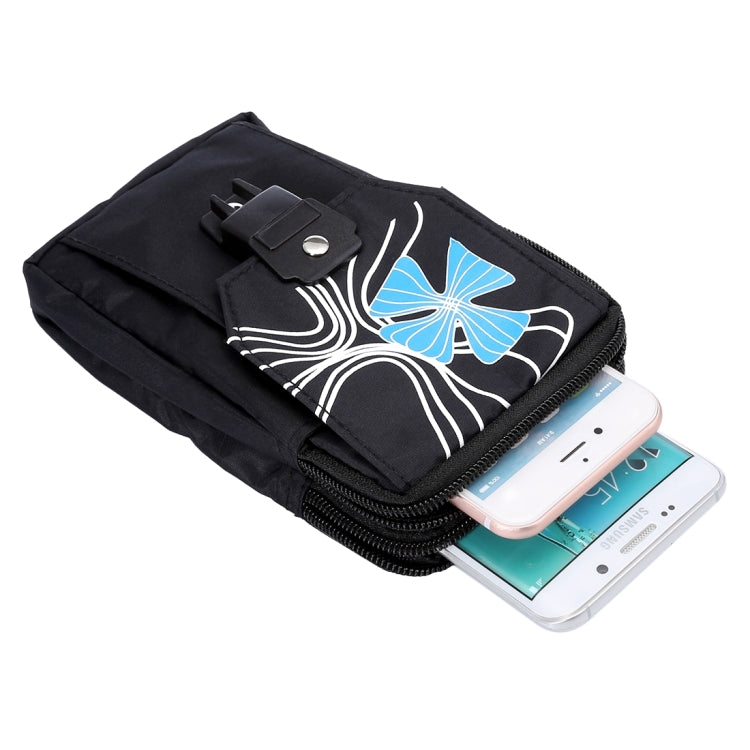 5.7 inch Multifuctional Flow Flower Pattern Sports Storage Waist Packs / Waist Bag / Hiking Bag / Camping Bag with Hanging Hook for iPhone 6s Plus / 6 Plus, Samsung S7 Edge / S7 / S6 Edge+ / A9, LG G5