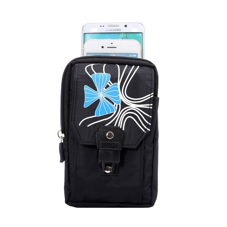 5.7 inch Multifuctional Flow Flower Pattern Sports Storage Waist Packs / Waist Bag / Hiking Bag / Camping Bag with Hanging Hook for iPhone 6s Plus / 6 Plus, Samsung S7 Edge / S7 / S6 Edge+ / A9, LG G5