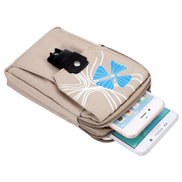 5.7 inch Multifuctional Flow Flower Pattern Sports Storage Waist Packs / Waist Bag / Hiking Bag / Camping Bag with Hanging Hook for iPhone 6s Plus / 6 Plus, Samsung S7 Edge / S7 / S6 Edge+ / A9, LG G5