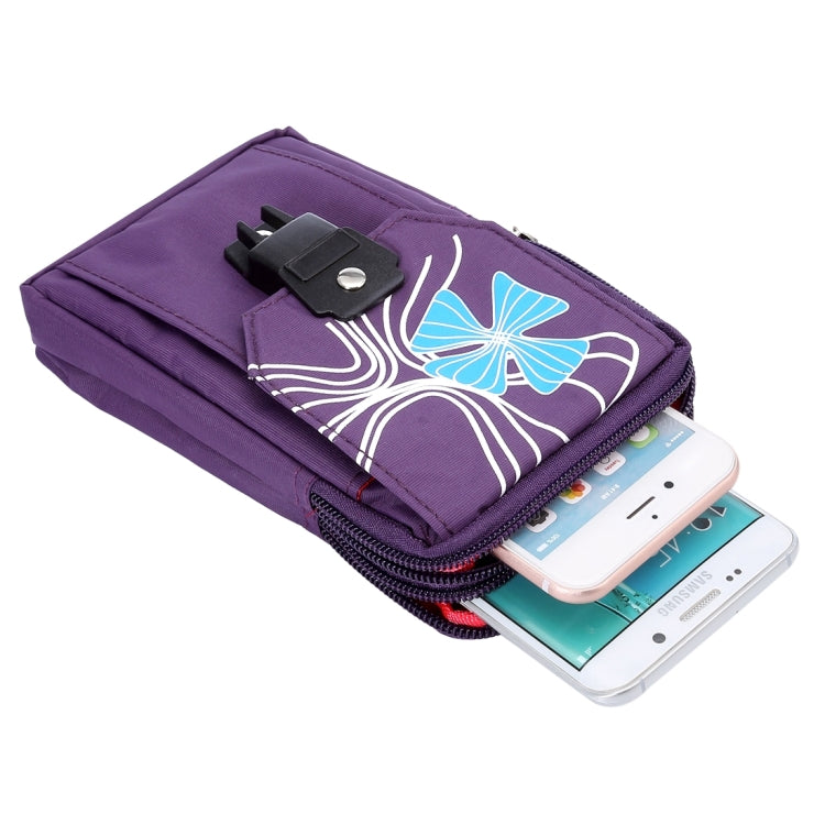 5.7 inch Multifuctional Flow Flower Pattern Sports Storage Waist Packs / Waist Bag / Hiking Bag / Camping Bag with Hanging Hook for iPhone 6s Plus / 6 Plus, Samsung S7 Edge / S7 / S6 Edge+ / A9, LG G5