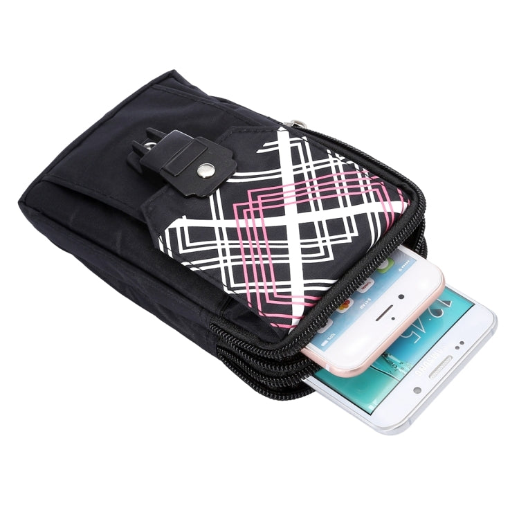 5.7 inch Multi-functional Diagonal Pattern Sports Storage Waist Packs / Waist Bag / Hiking Bag / Camping Bag with Hanging Hook for iPhone 6s Plus / 6 Plus, Samsung S7 Edge / S7 / S6 Edge+ / A9, LG G5(Black)