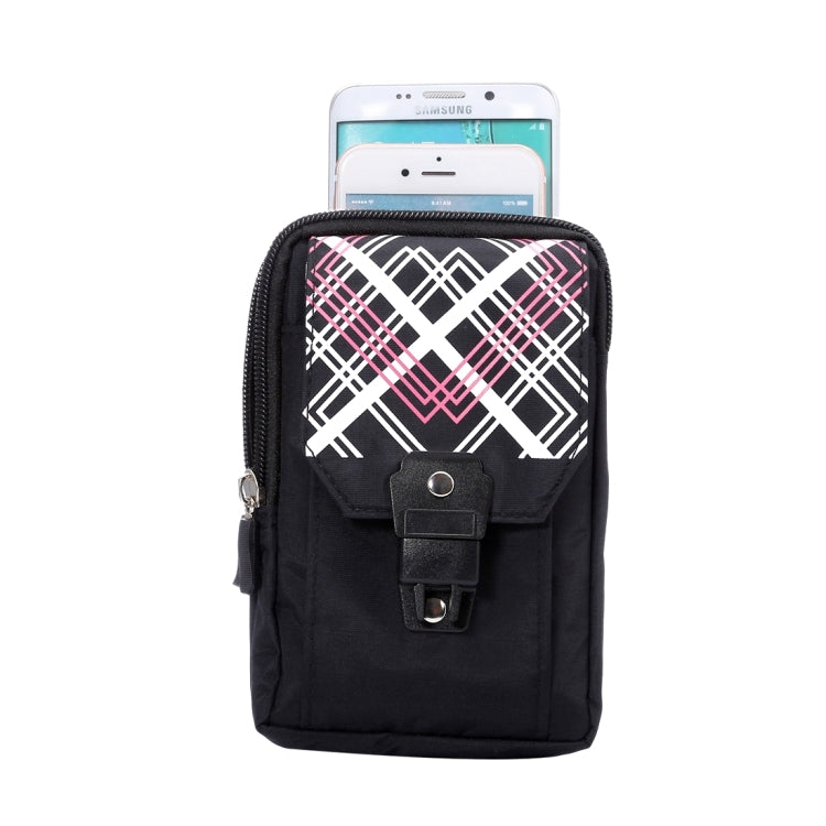 5.7 inch Multi-functional Diagonal Pattern Sports Storage Waist Packs / Waist Bag / Hiking Bag / Camping Bag with Hanging Hook for iPhone 6s Plus / 6 Plus, Samsung S7 Edge / S7 / S6 Edge+ / A9, LG G5(Black)