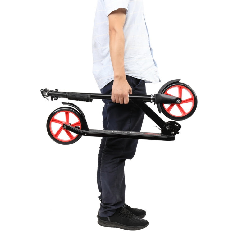 [US Warehouse] Armrest and Height Adjustable Foldable Two-wheel Scooter (Black Red)