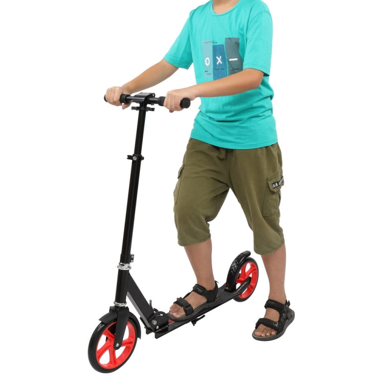 [US Warehouse] Armrest and Height Adjustable Foldable Two-wheel Scooter (Black Red)