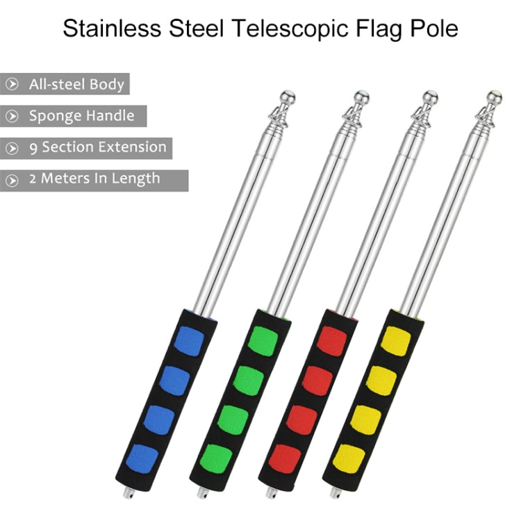 10 PCS 1.2M 6 Knots Multi-function Telescopic Stainless Steel Sponge Teaching Stick Guide Flagpole Signal Flag, Random Color Delivery